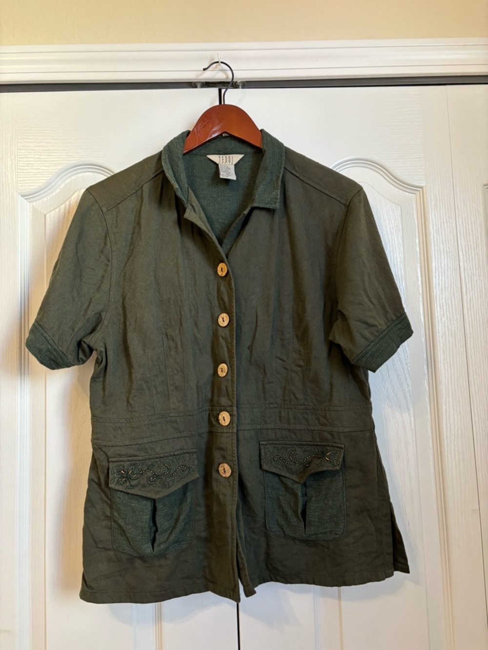 TEDDI Petite Olive Green Short Sleeve Button Jacket